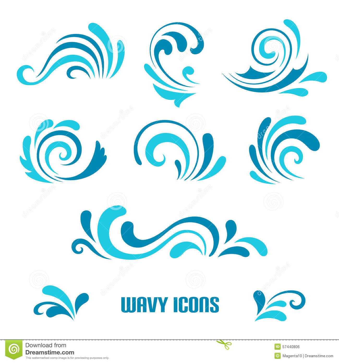 1300x1390 Illustration About Wave Icons, Set Of Decorative Curly Shapes