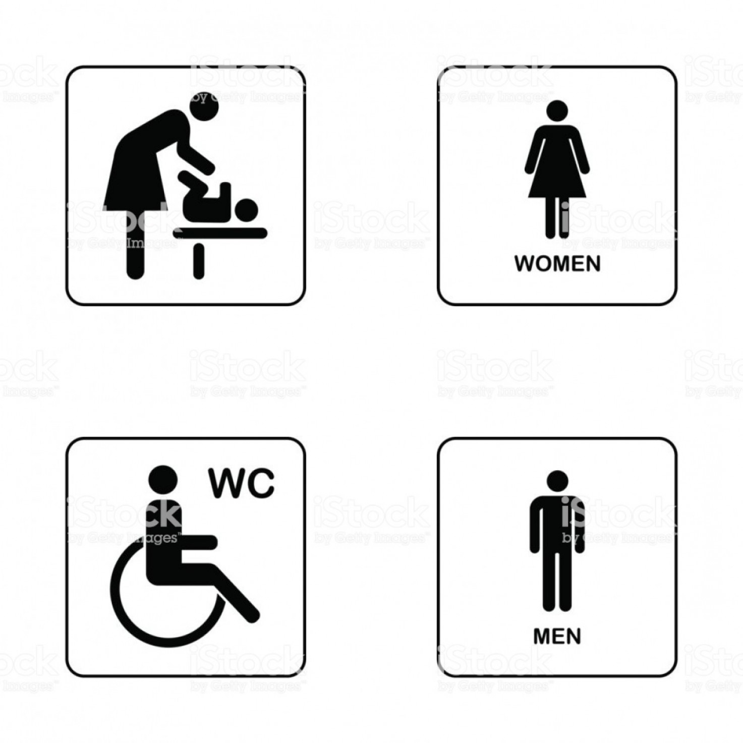 1473x1473 Wc Toilet Door Plate Icon Set Men And Women Wc Sign For Restroom