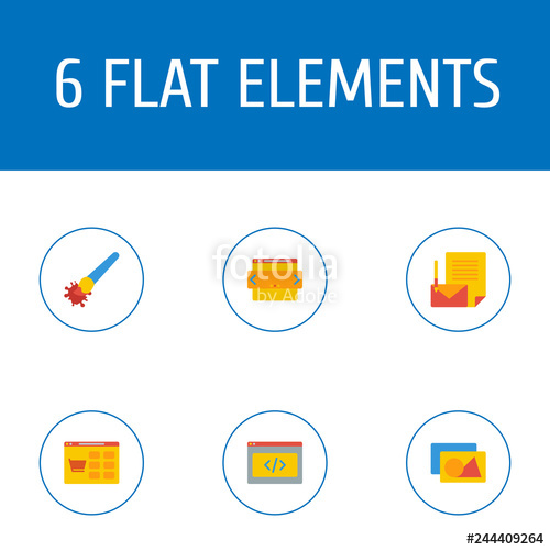 500x500 Set Of Wd Icons Flat Style Symbols With Website Slider, Raster Art