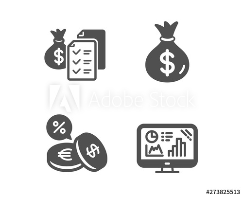 500x405 Set Of Accounting Wealth, Currency Exchange And Money Bag Icons