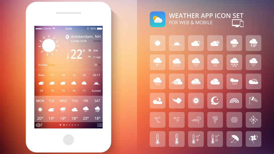 960x540 Freebie Weather App Icon Set For Mobile And Web