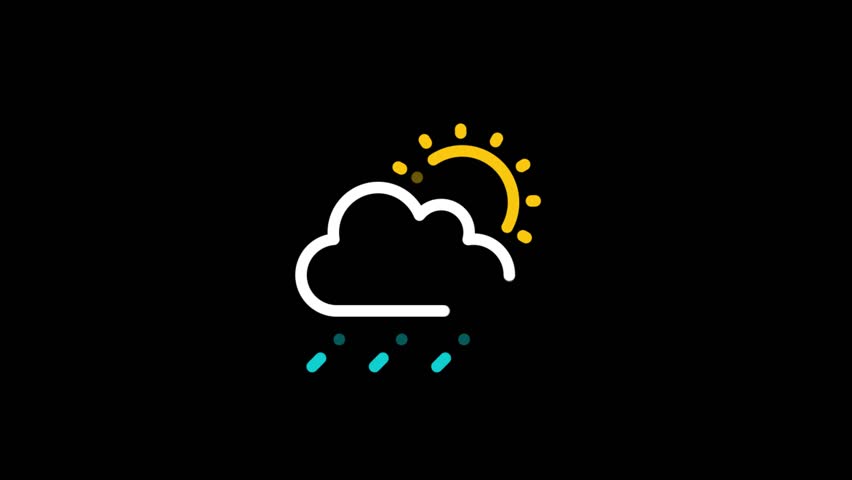 852x480 Weather Icon Sun Cloud Rain Stock Footage Video