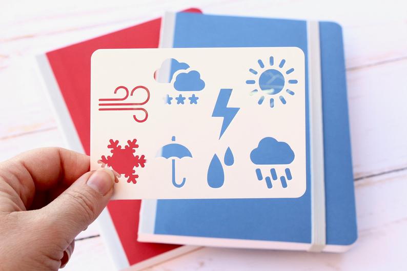 794x529 Mini Weather Icon Stencil For Bullet Journal And Planner Etsy