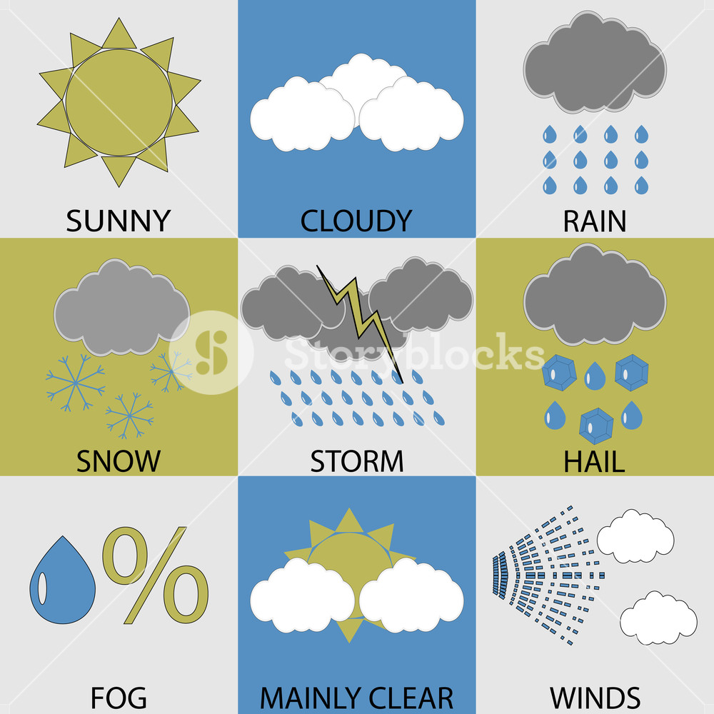 1000x1000 Weather Icon Set Modern Sunny And Cloudy, Rain And Winds, Snow