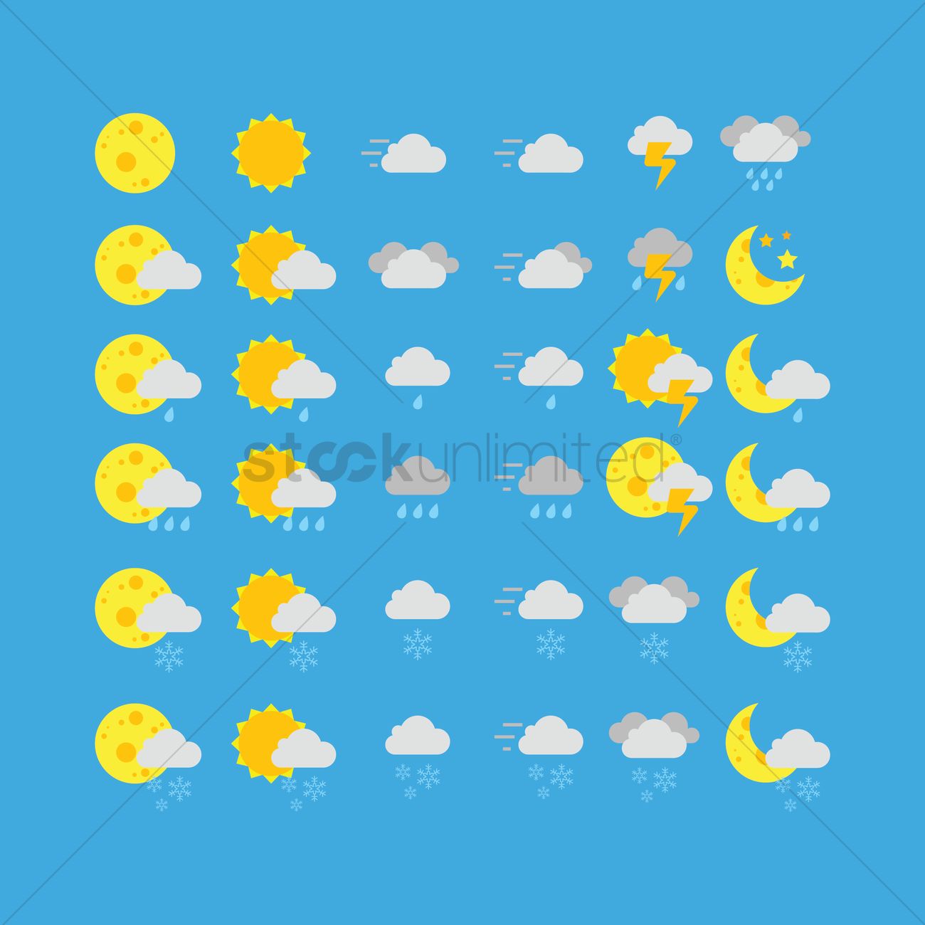 1300x1300 Free Set Of Weather Icons Vector Image
