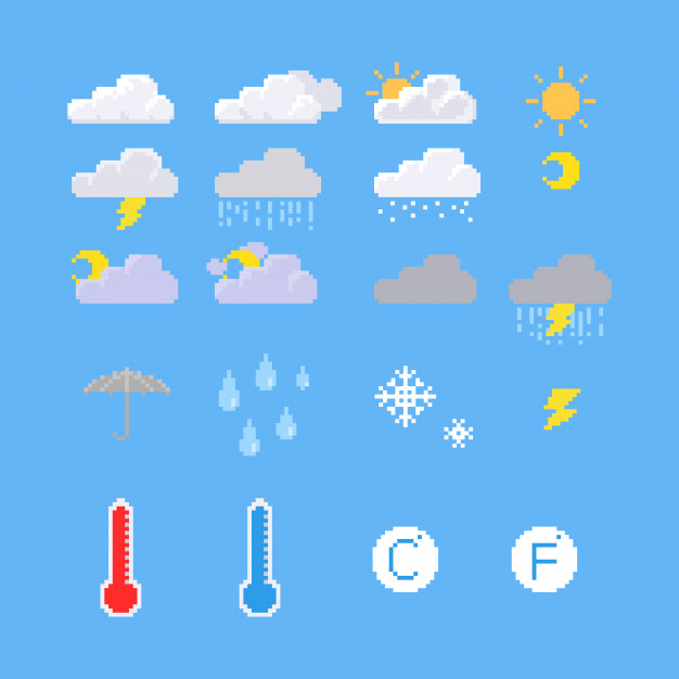 626x626 Pixel Weather Icon Set Vector Premium Download