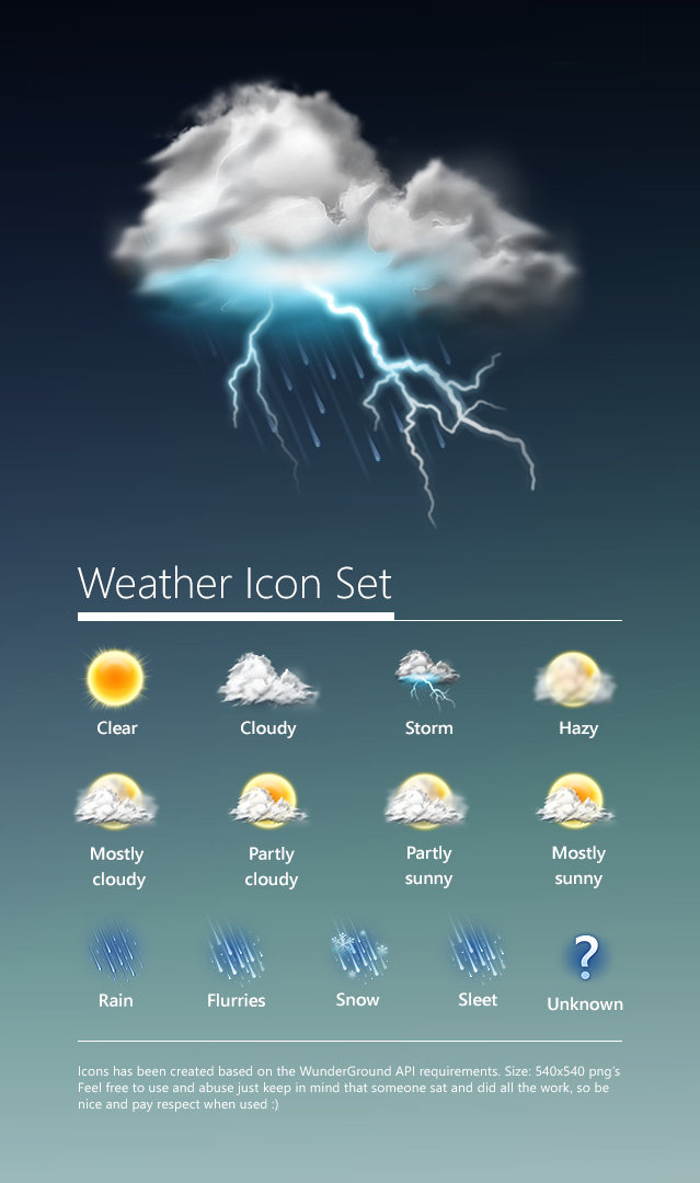 639x1080 Weather Icon Set