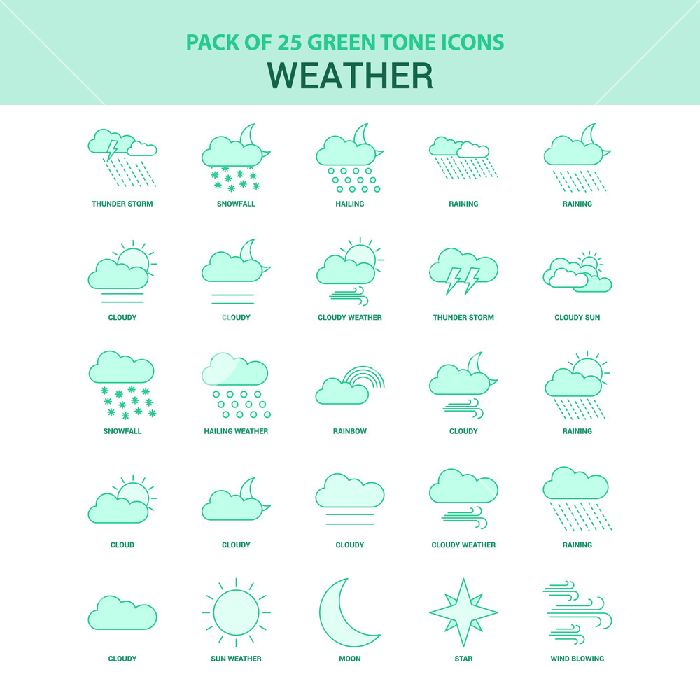 1000x1000 Green Weather Icon Set Royalty Free Stock Image