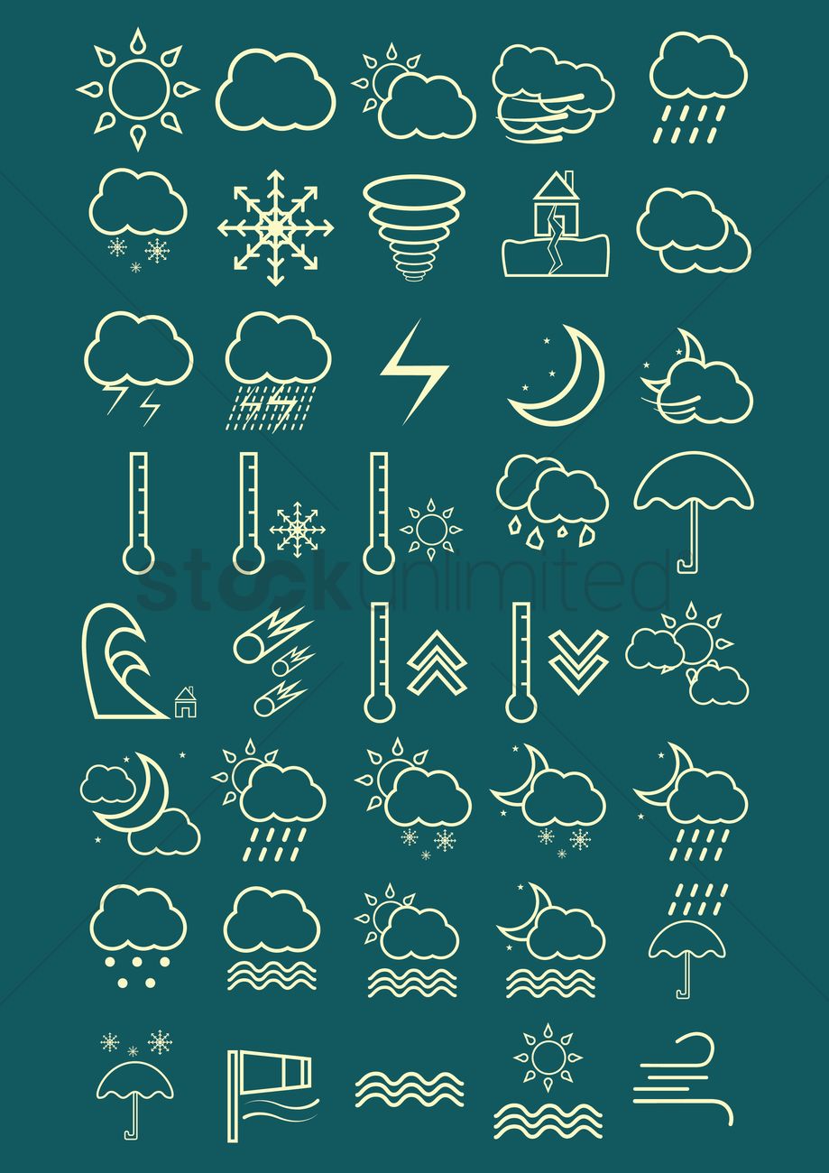 919x1300 Weather Icon Set Vector Image