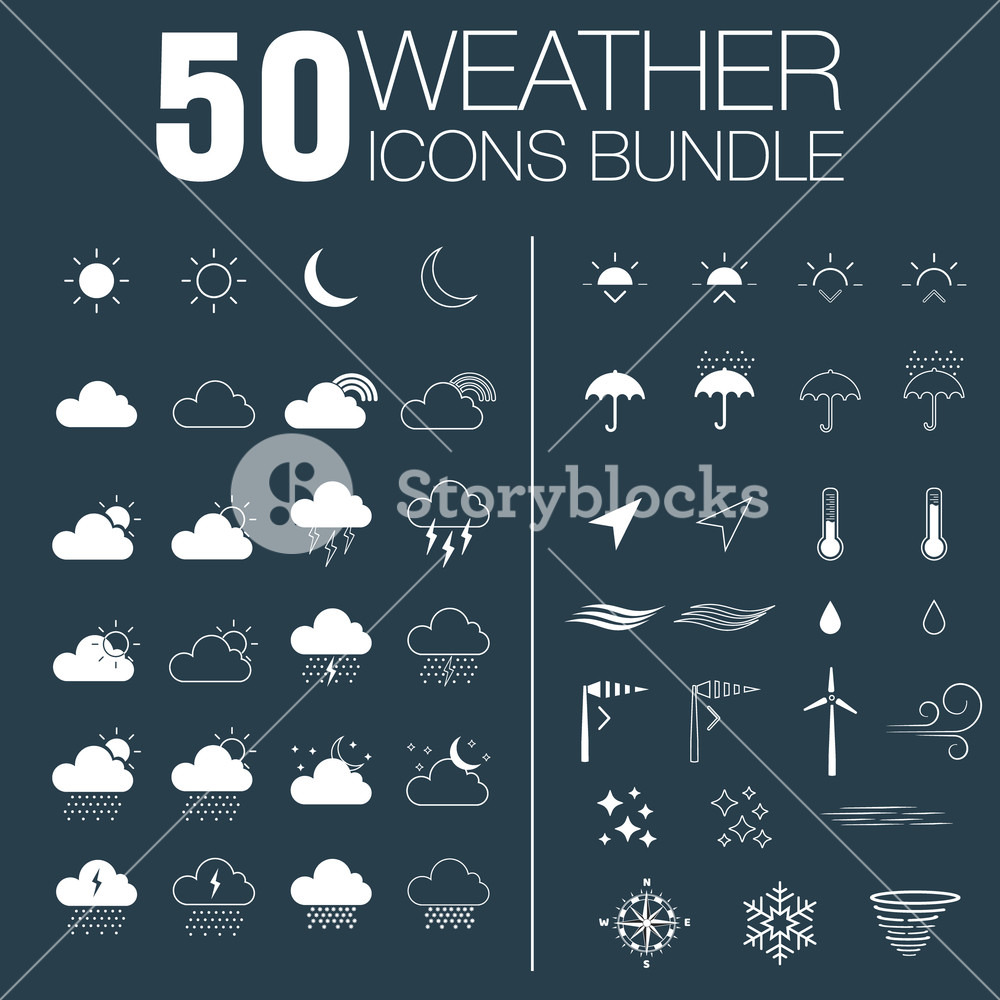 1000x1000 Weather White Icon Set On The Grey Background Royalty Free