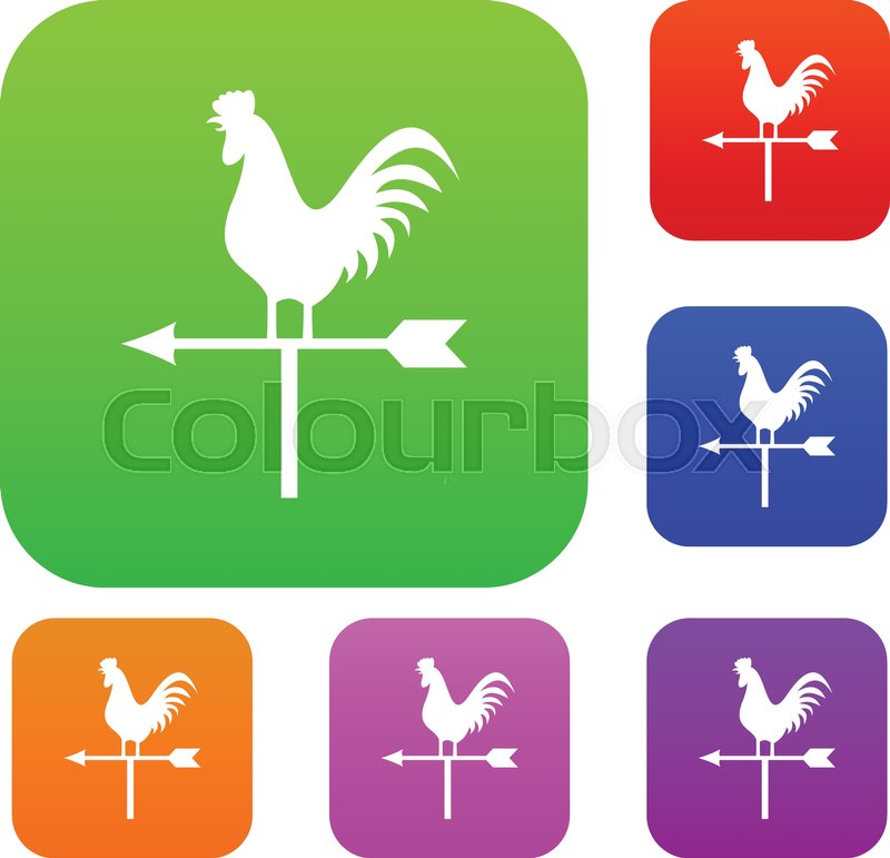 800x771 Weather Vane With Cock Set Icon In Stock Vector Colourbox