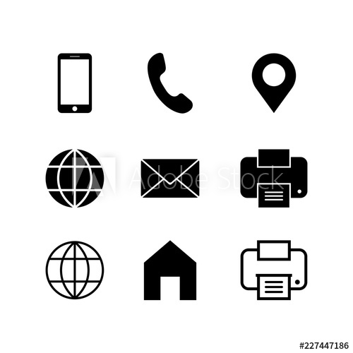 500x500 Business Card Vector Icon Set Web, Location, Fax, Phone, Address