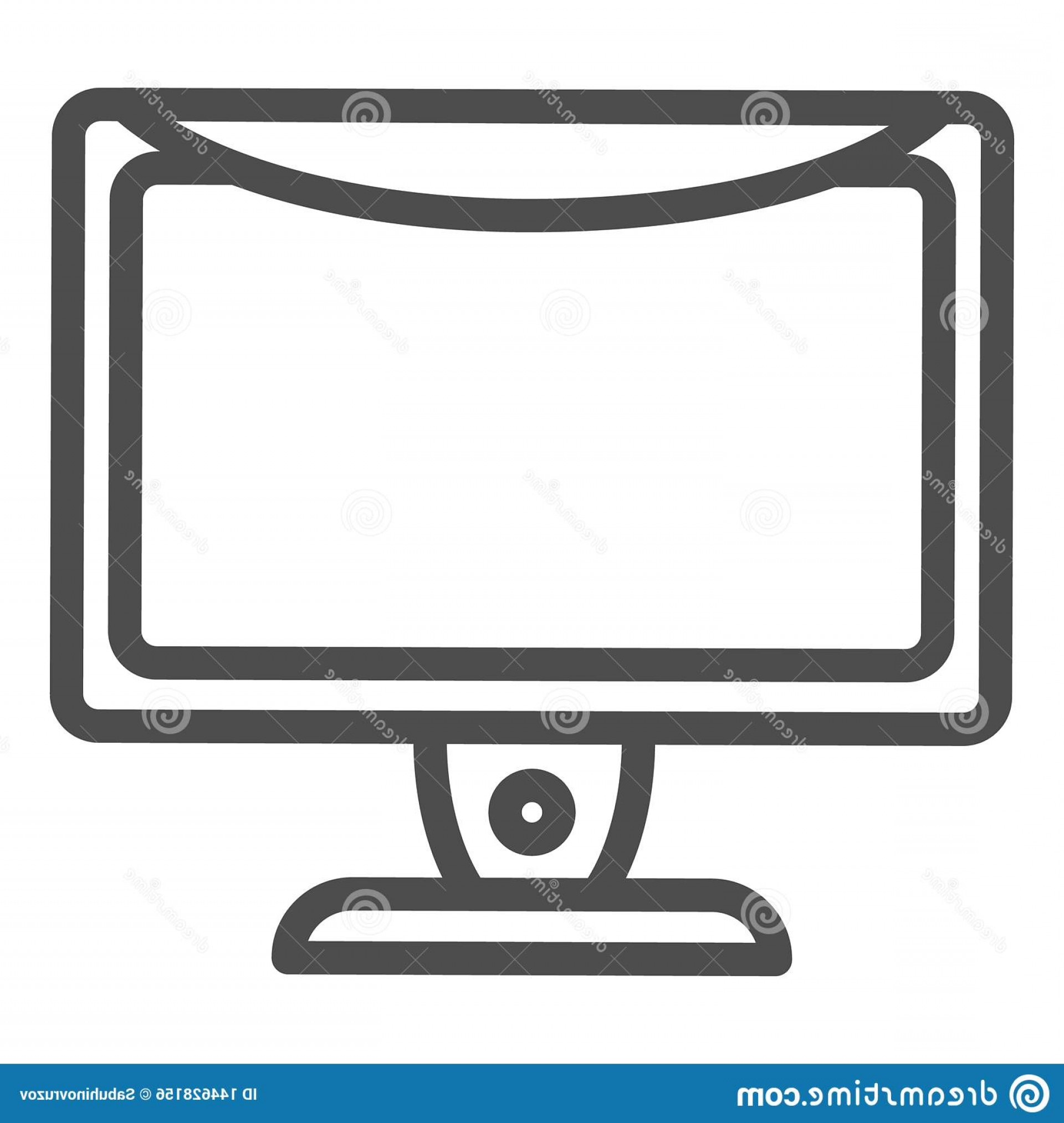 1920x2026 Monitor Line Icon Computer Screen Vector Illustration Isolated