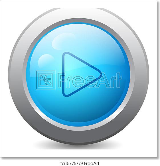 561x581 Free Art Print Of Web Button With Play Icon Blue Round Web