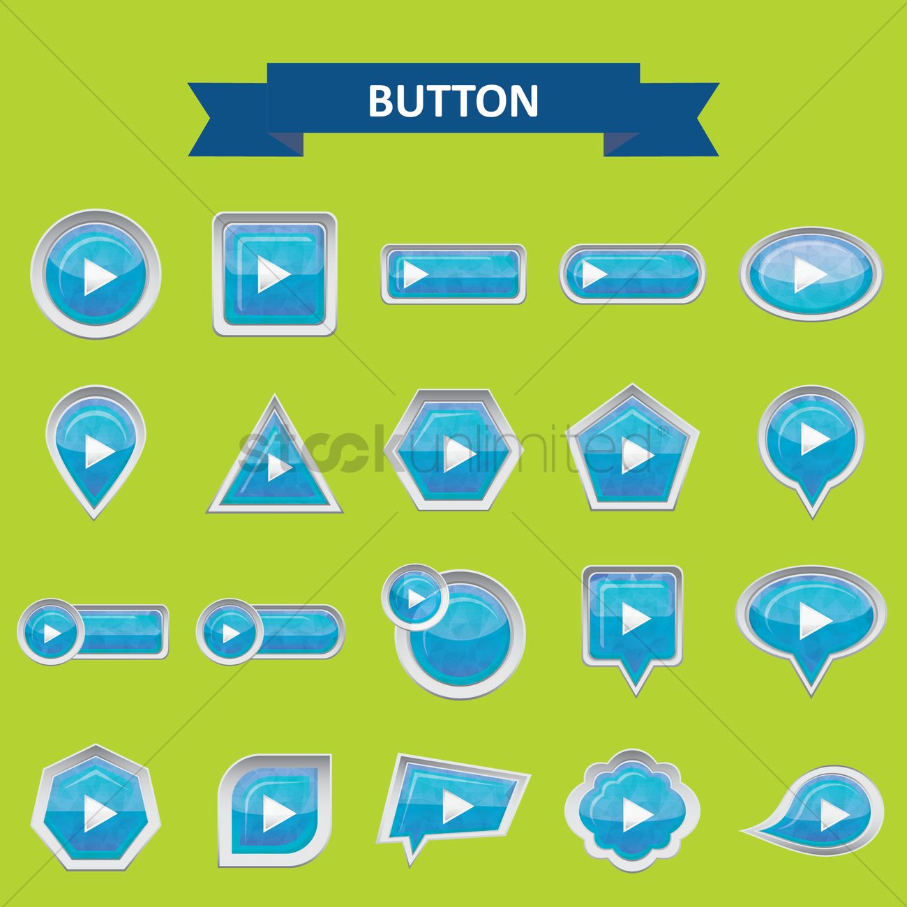 1300x1300 Set Of Web Buttons With Play Icon Vector Image