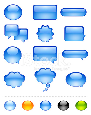351x440 Speech Bubble, Dialog, Caption Box And Web Button Icon Set Stock