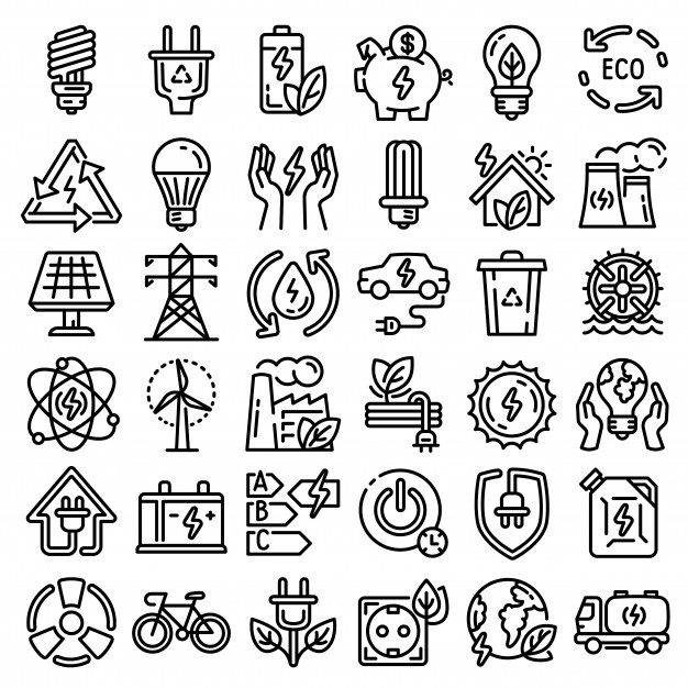 626x626 Energy Saving Icon Set Outline Set Of Energy Saving Vector Icons