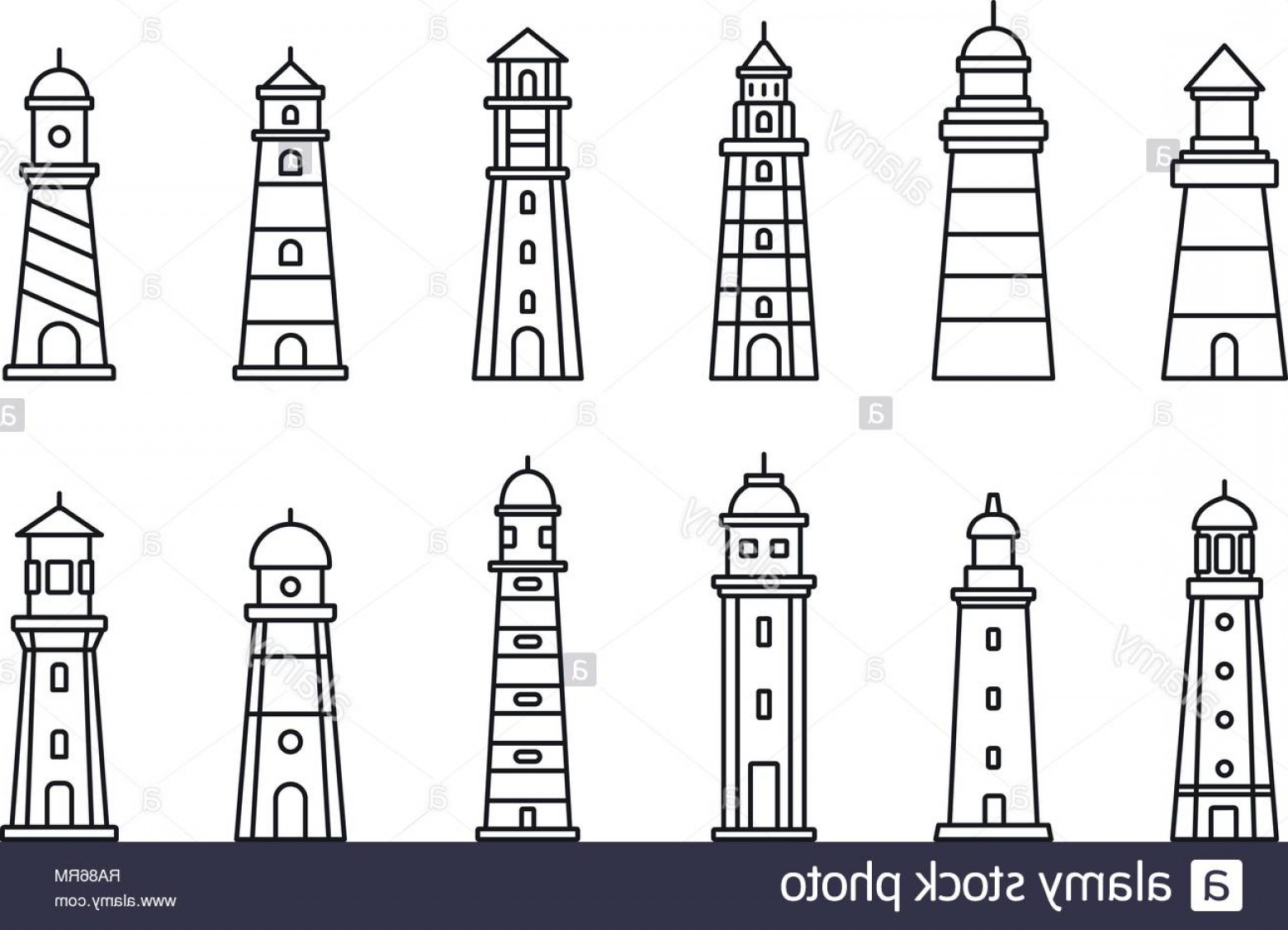 1560x1126 Sea Lighthouse Icon Set Outline Set Of Sea Lighthouse Vector Icons