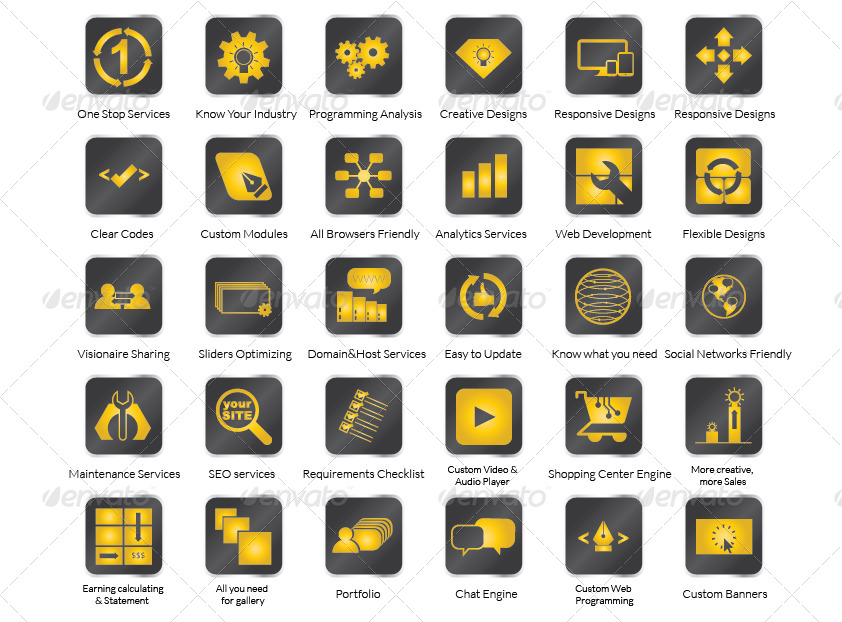 842x622 Web Design Services Icons Set