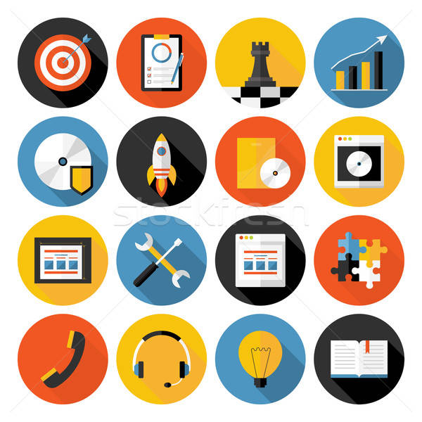 600x600 Flat Icons Vector Collection With Long Shadow Of Web Design Obje