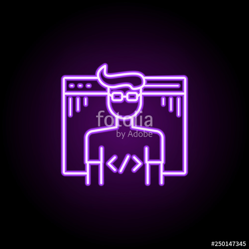 Web Developer Icon Elements Of Web Development In Neon Style 500x500 Web Developer Icon Elements Of Web Development In Neon Style