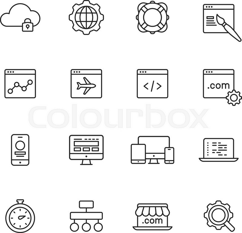 Web Development Line Icons Stock Vector Colourbox 800x770 Web Development Line Icons Stock Vector Colourbox