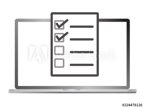 500x374 Survey On Laptop Isolated On White Background Online Form Icon