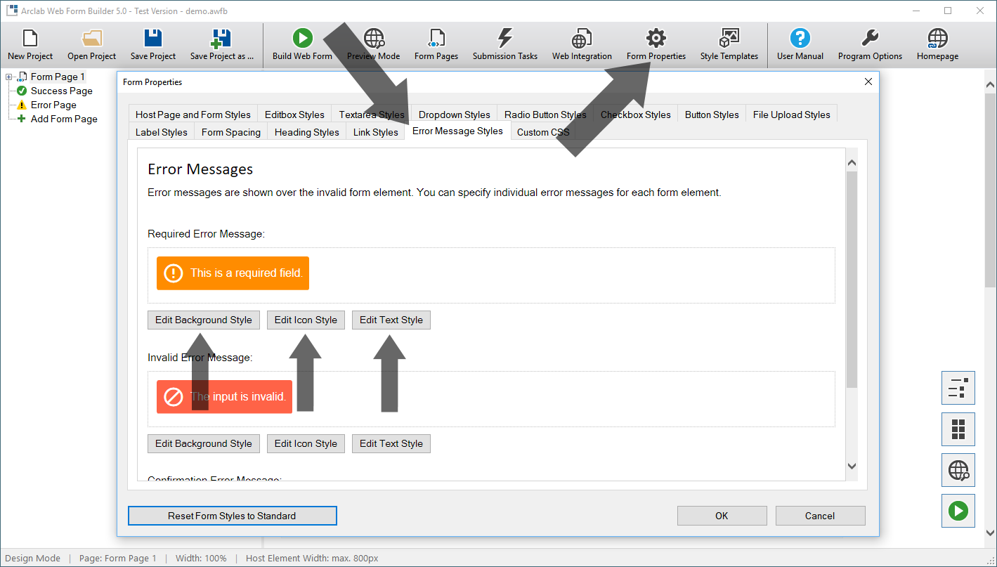 1419x807 Web Form Builder Error Message Styles