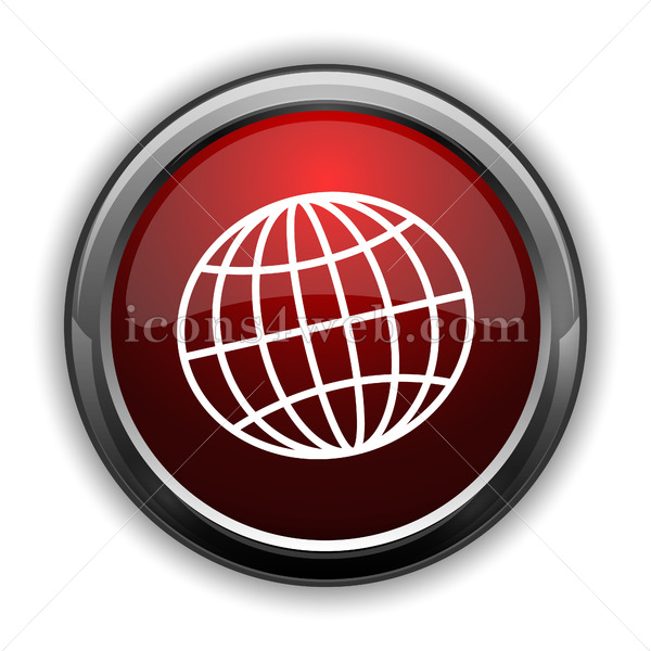 600x600 Globe Icon Red Glossy Web Icon With Shaddow