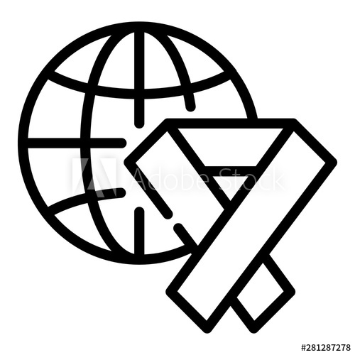 500x500 Ribbon Charity Globe Icon Outline Ribbon Charity Globe Vector
