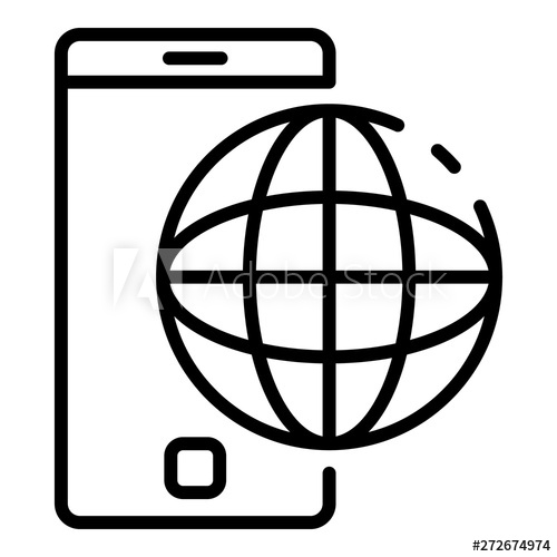 500x500 Smartphone And Globe Icon Outline Smartphone And Globe Vector