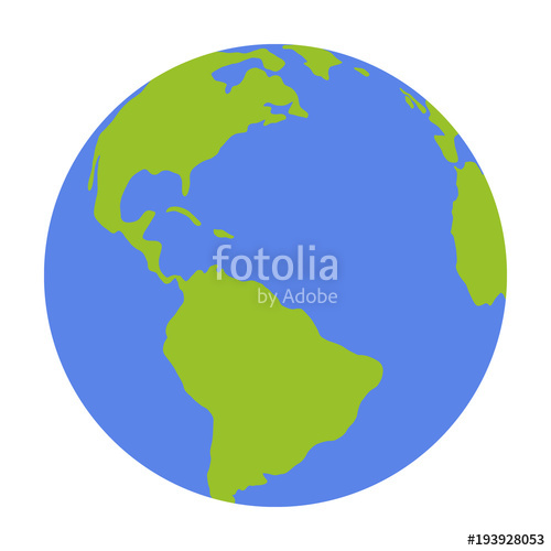 500x500 World Globe Icon Vector Earth Logo Flat Web Global Symbol Stock