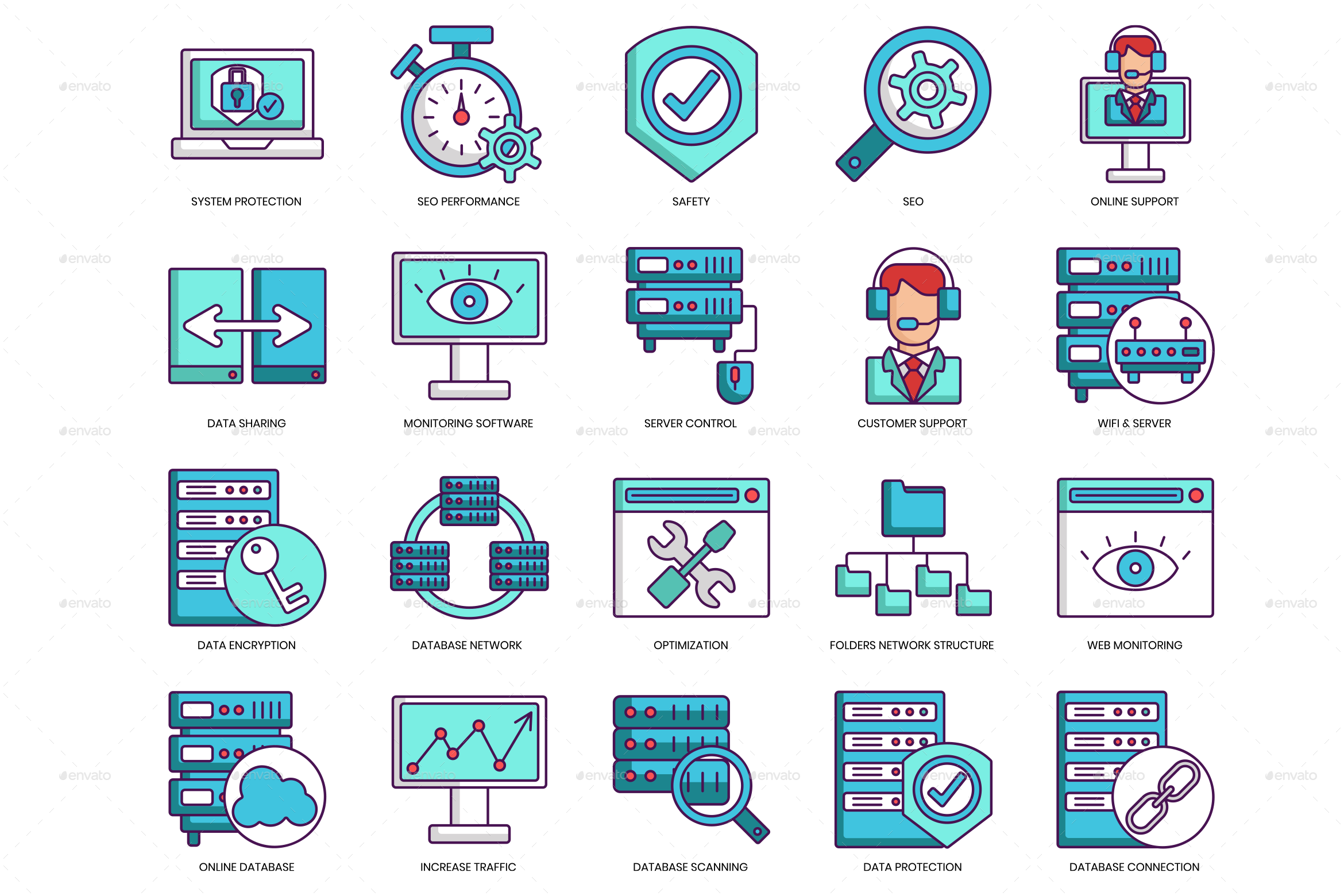 2340x1560 Web Hosting Icons