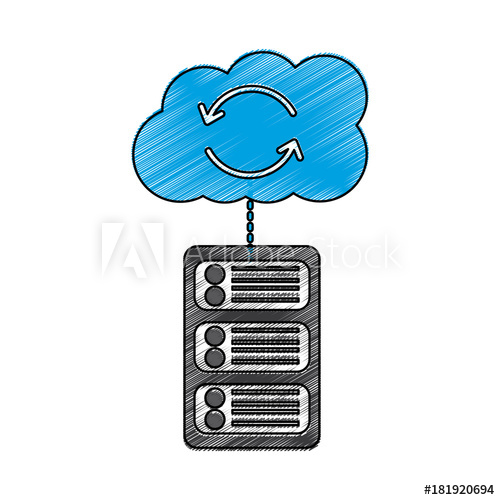 500x500 Server With Cloud Storage Web Hosting Icon Image Vector