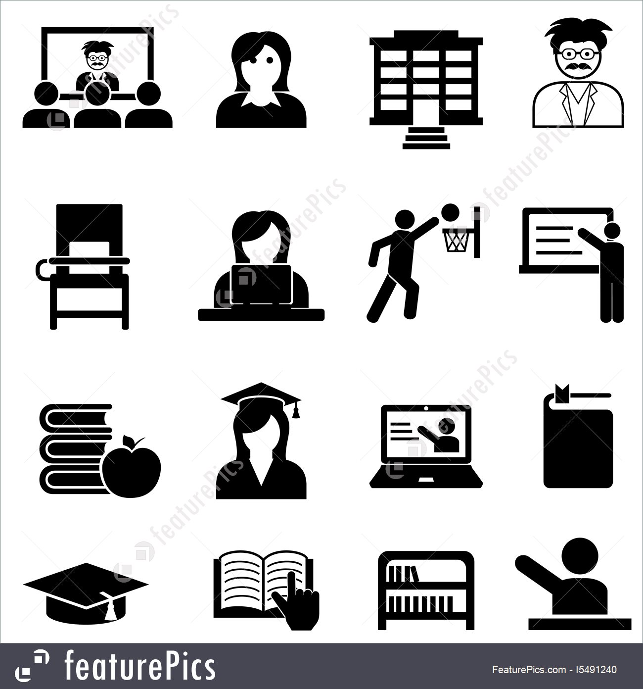 1300x1392 College And University Web Icon Set Stock Illustration