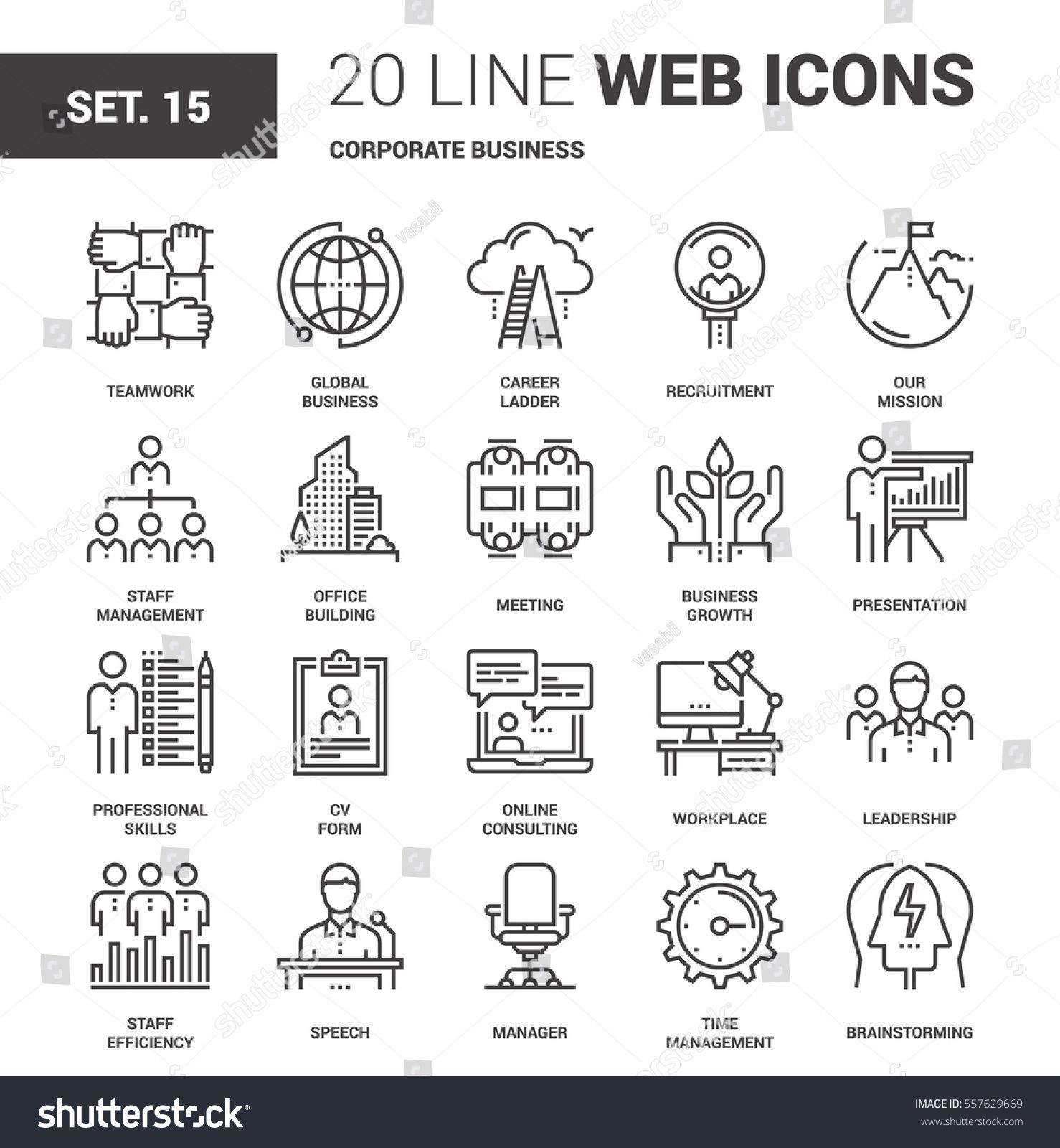 1478x1600 Vector Set Of Corporate Business Line Web Icons Each Icon