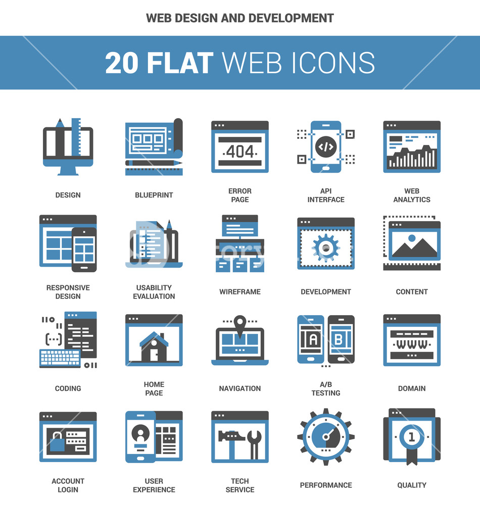 950x1000 Vector Set Of Web Design And Development Flat Web Icons Each Icon