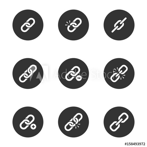 500x500 Web Link Icon Set In Black Round Frame