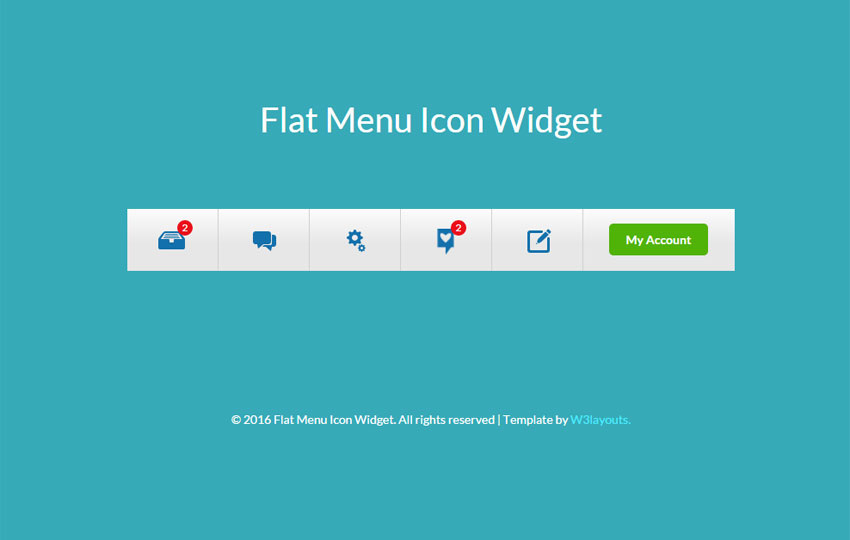 850x540 Flat Menu Icon Responsive Widget Template