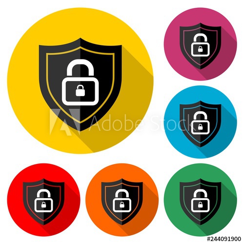 500x500 Web Security Icon Or Logo Shield, Black Shield, Color Set