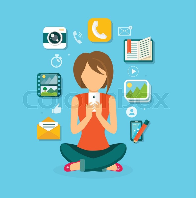 792x800 Woman User Smartphone Design Flat Stock Vector Colourbox