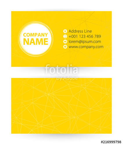 423x500 Business Card On Yellow Abstract Lined Background With Icon