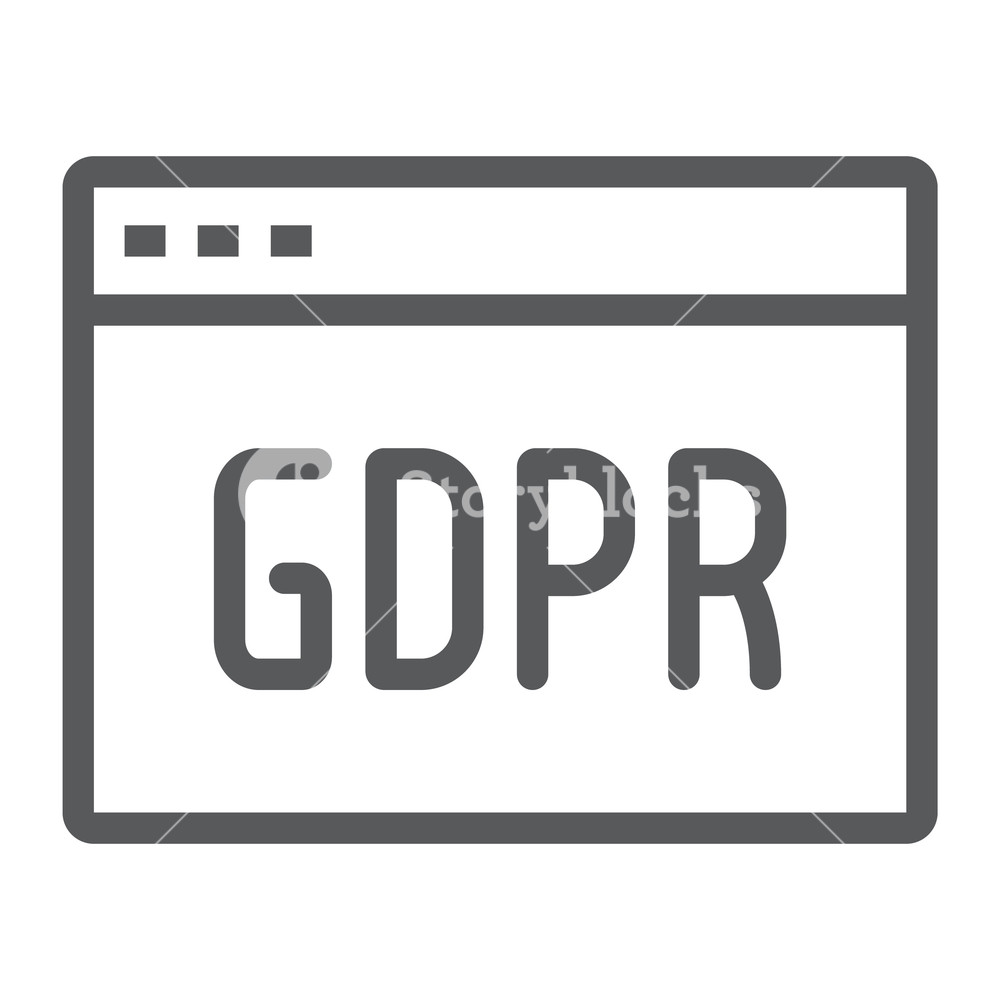 1000x1000 Gdpr Site Line Icon, Webpage And Website, Browser Sign, Vector