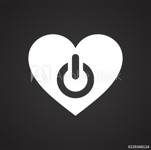Heart Power Button Icon On Black Background For Graphic And Web 500x497 Heart Power Button Icon On Black Background For Graphic And Web