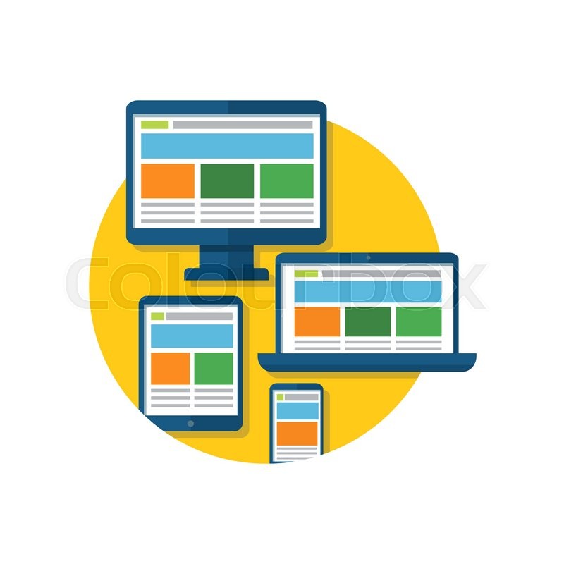 800x800 Responsive Design Icon Flat Website Stock Vector Colourbox