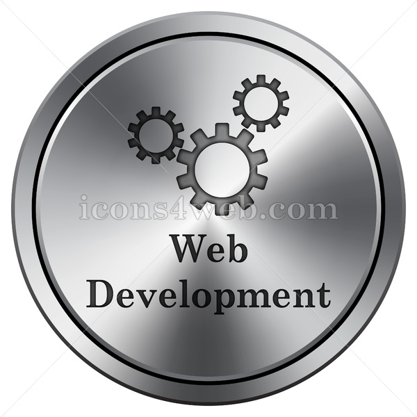Web Development Icon Round Icon Imitating Metal 600x600 Web Development Icon Round Icon Imitating Metal