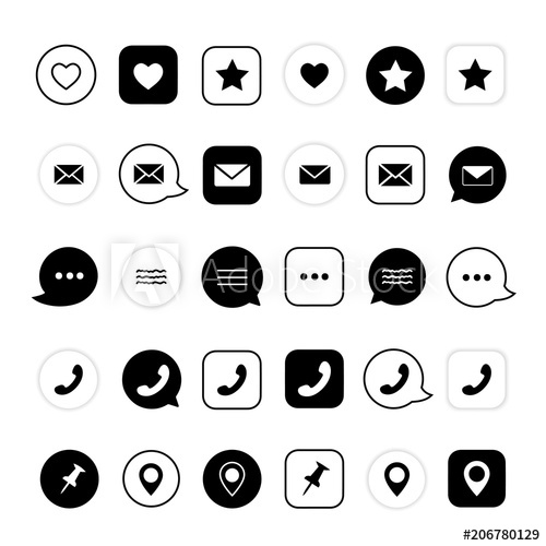 500x500 Communication And Network Flat Vector Icon Set Buttons, Symbols