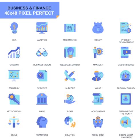 490x490 Simple Set Business And Finance Flat Icons For Website And Mobile