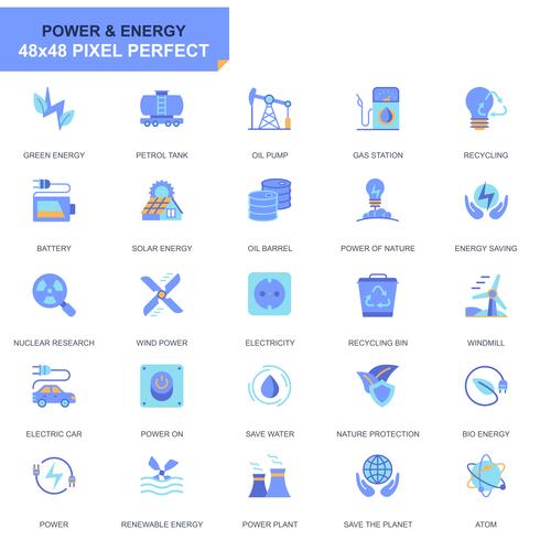490x490 Simple Set Power Industry And Energy Flat Icons For Website