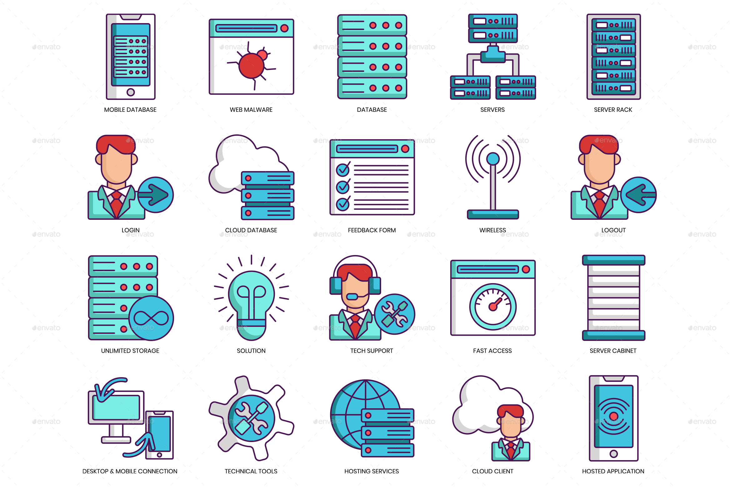 2340x1560 Web Hosting Icons